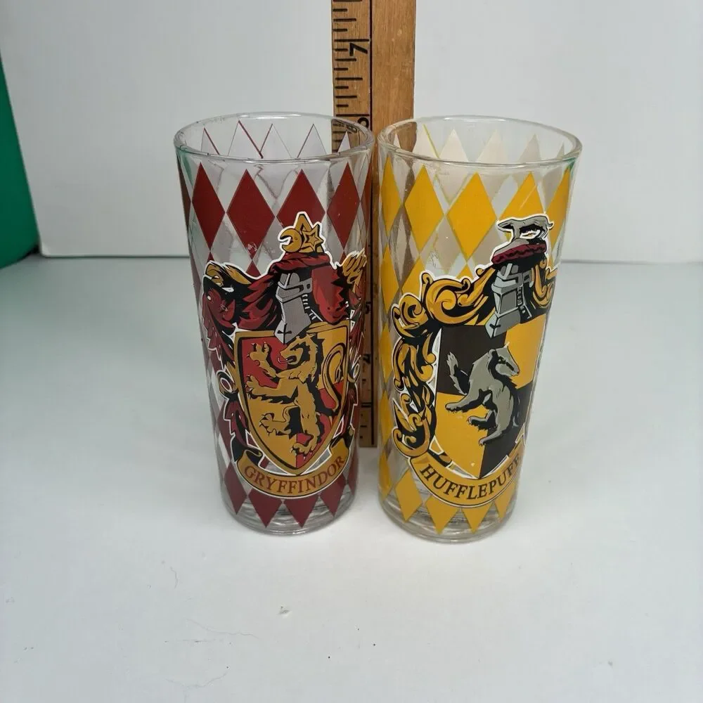 Harry Potter House Crests 2 Piece 10oz Glass Tumbler Set 20th Anniversary